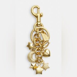 NWT Coach Star Cluster Bag Charm, Keychain Gold w Dustbag